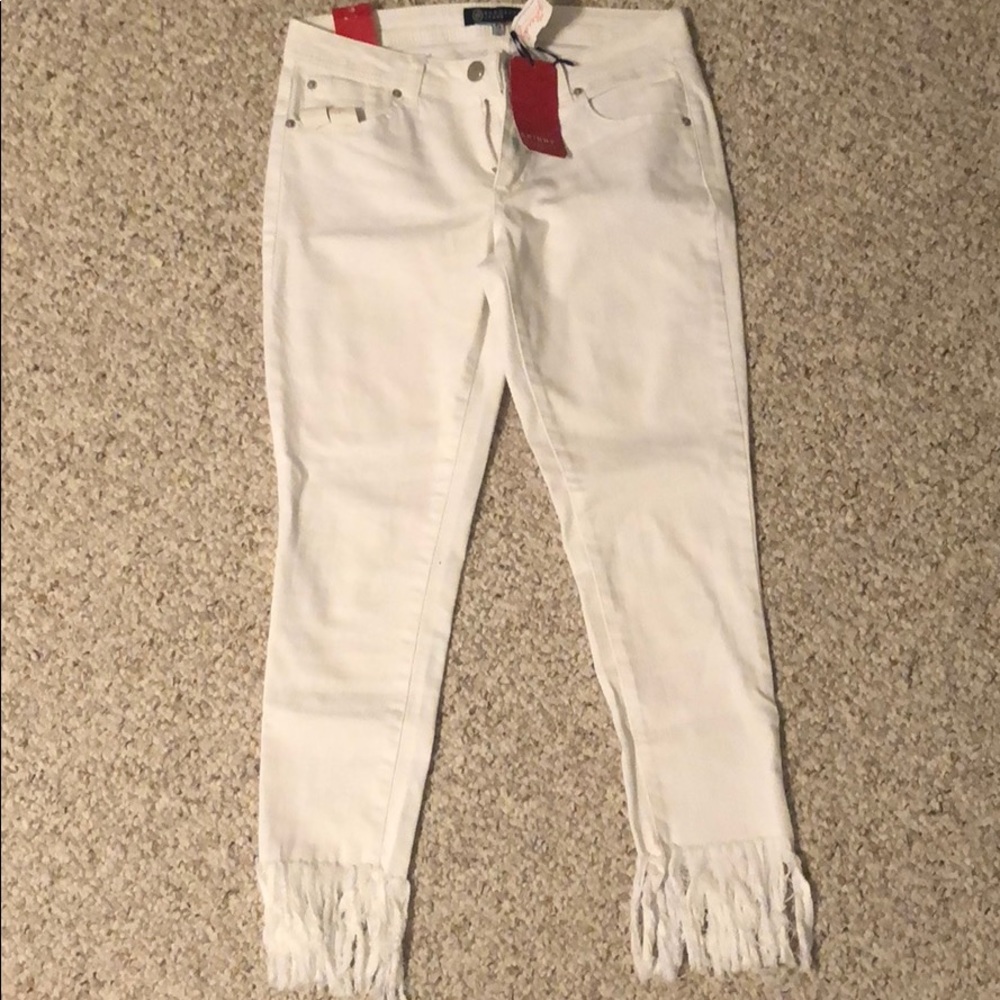 White Fringe Jeans